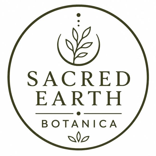 Logo of Sacred Earth Botanica featuring a plant inside a circle.