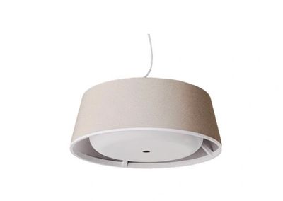 A grey/beige ceiling light with a white circular section where the bulb would usually be.