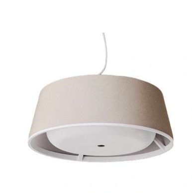 A grey/beige coloured ceiling light with a big white section where the bulb would usually be