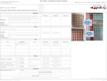 Groovy Baby Jacquard Pull-On Pants Techpack Fabric Page—fabrics, trims, garment development overview