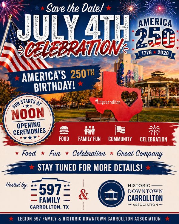 July 4th celebration for America's 250th birthday with food, fun, and community events.