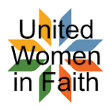 Logo of United Women in Faith with colorful star design.