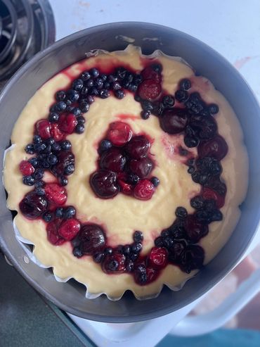 Mixed berry ricotta cake