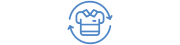 Blue chef hat with circular arrows icon.