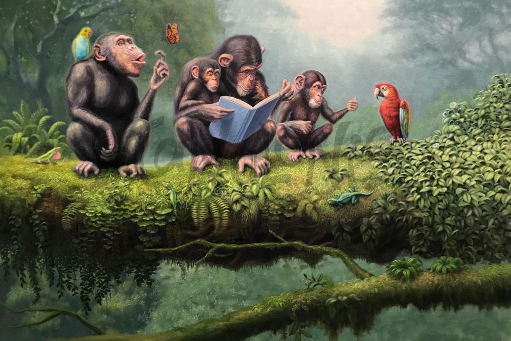 Four Monkeys
24x36
Oil on Panel