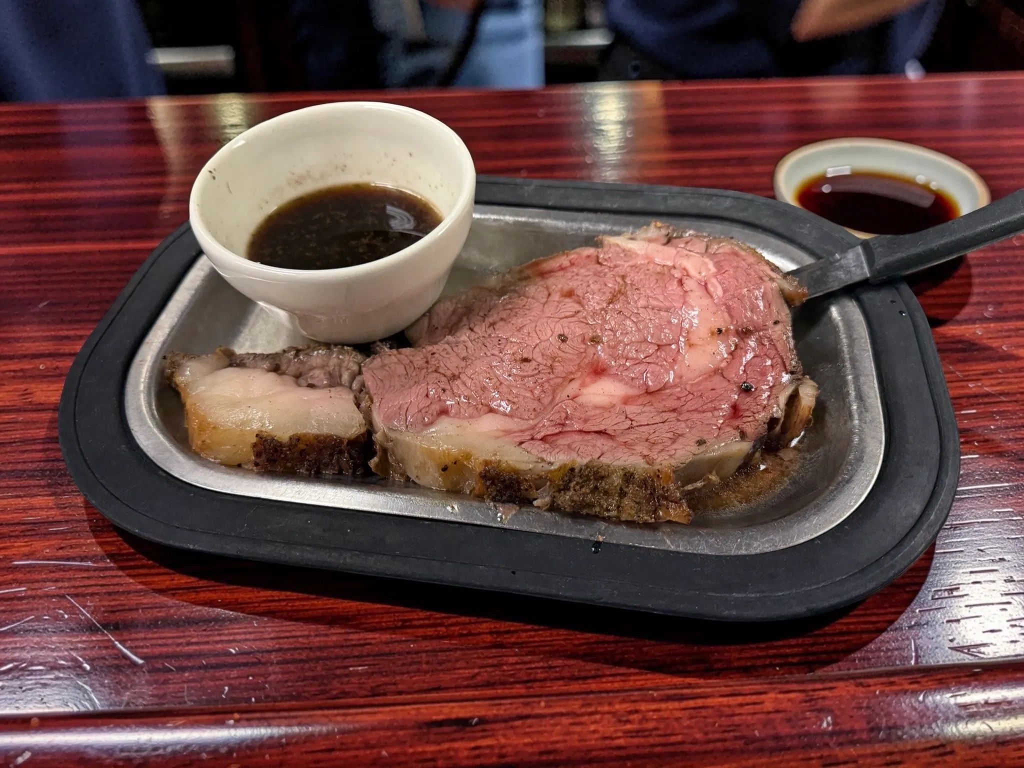 Prime rib dinner with au jus at D’Agostino’s Navajo Bar & Grille in Bridgman, MI