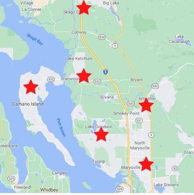 camano island, stanwood, arlington, marysville, mount vernon, burlington