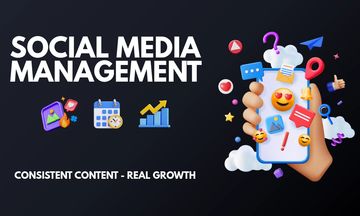 Hand holding phone with social media icons for management and growth.