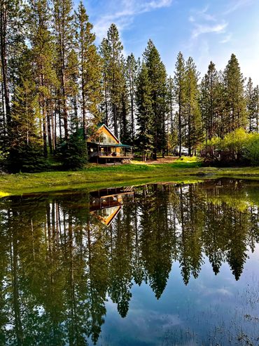 Summer serenity at Jade, our romantic cabin in Southeast Washington. Summer sun across the lake.