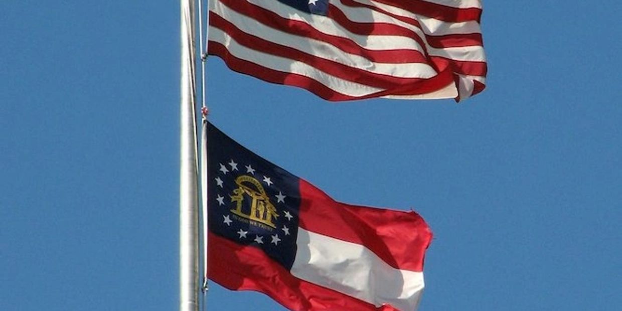 US flag with State of Georgia flag