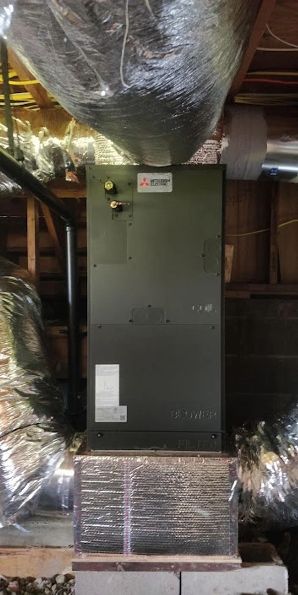 Mitsubishi P-Series Heat Pump. All electric super high efficiency heat pump system. No more gas bill