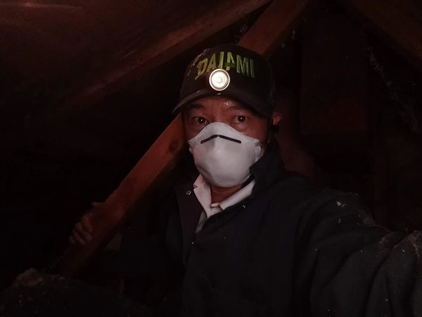 Company president JC, sweating in the attic
(San Ramon, CA)