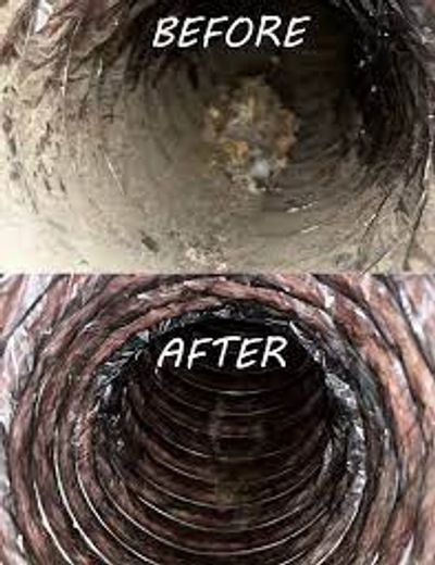 Air duct before and after professional duct cleaning