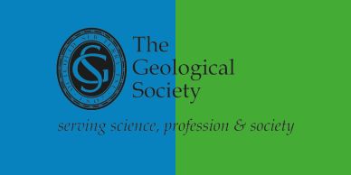 Logo of The Geological Society with blue and green background.