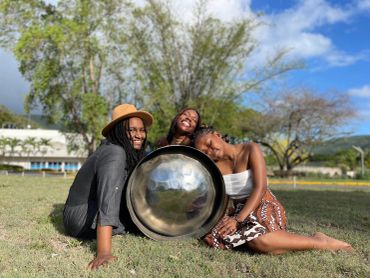 RSI Steel Cofounders enjoying outdoors with a steelpan/steel drum.