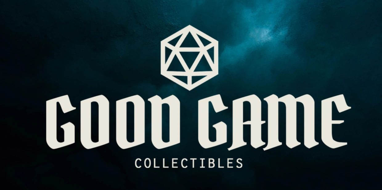 D20 shape above the works GOOD GAME in bold gothic letters with Collectibles smaller trhin letters.