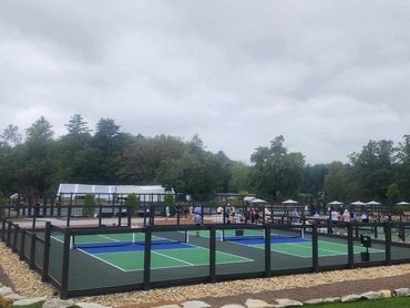 Double pickleball concrete court with Cushion X at High Hampton Resort Cashiers NC
