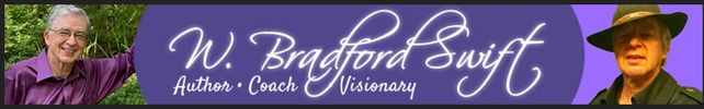 W. Bradford Swift Author-Coach-visionary logo. man in purple shirt and one with Aussie hat rugged