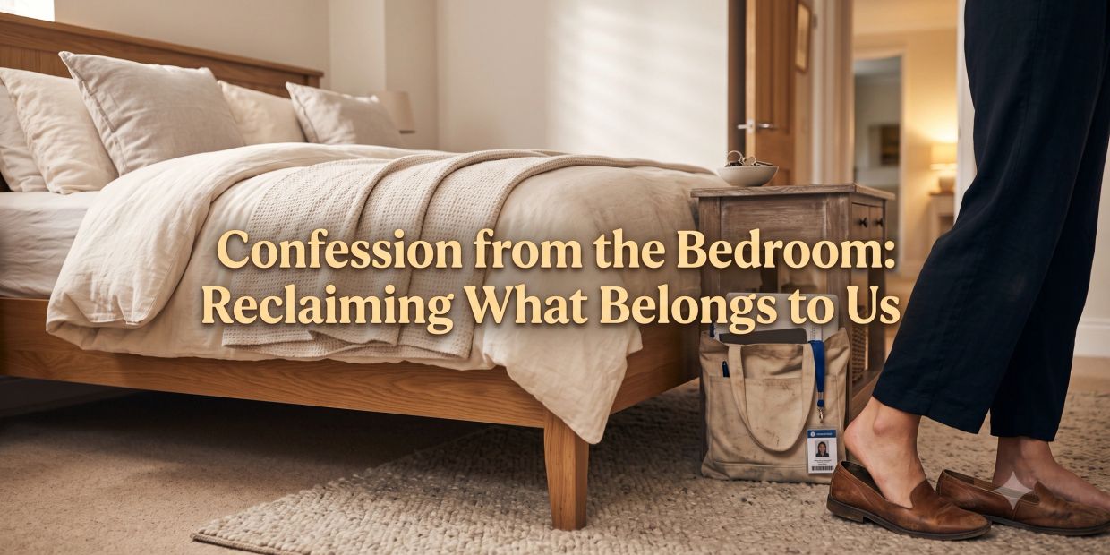 Cozy bedroom scene with text overlay about reclaiming empowerment.