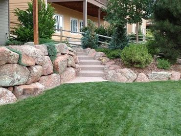 Mossy Limestone bolder retaining wall