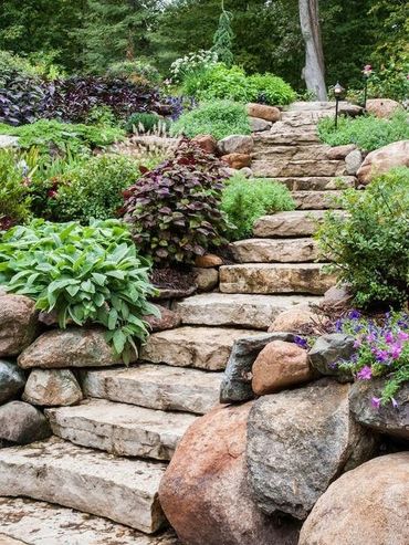 Split Granite bolder garden step and random feature garden bolders