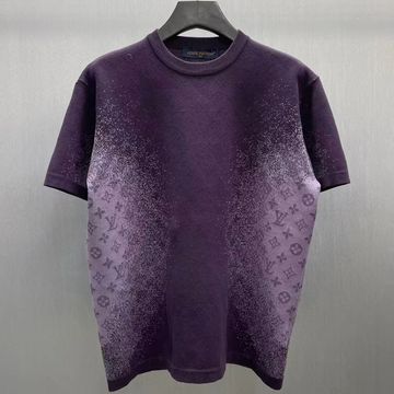 Purple Louis Vuitton t-shirt with gradient monogram design.