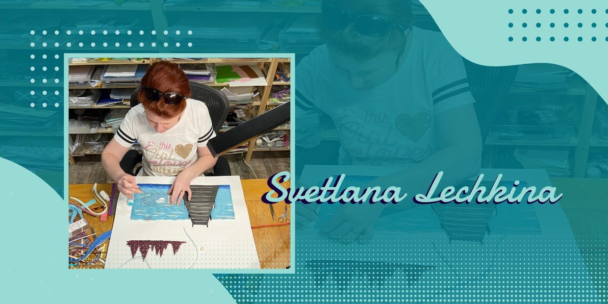 Svetlana working on her workstation.