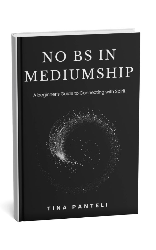 Book titled 'No BS in Mediumship' by Tina Panteli.