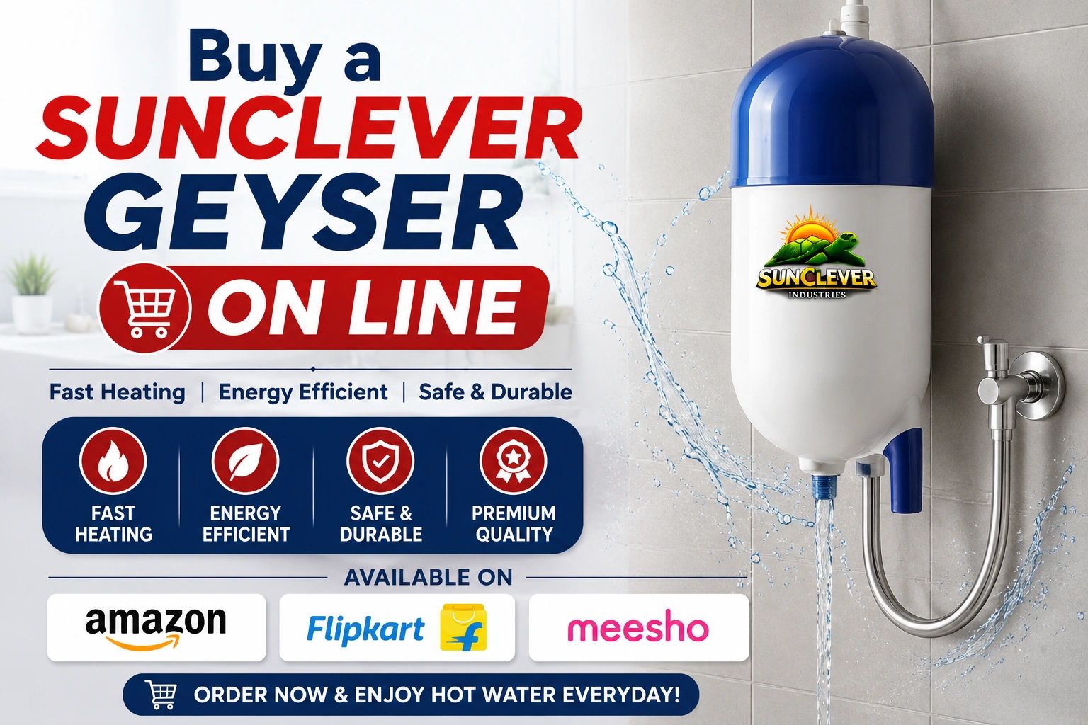 Buy Sunclever Geyser online for fast heating and energy efficiency.