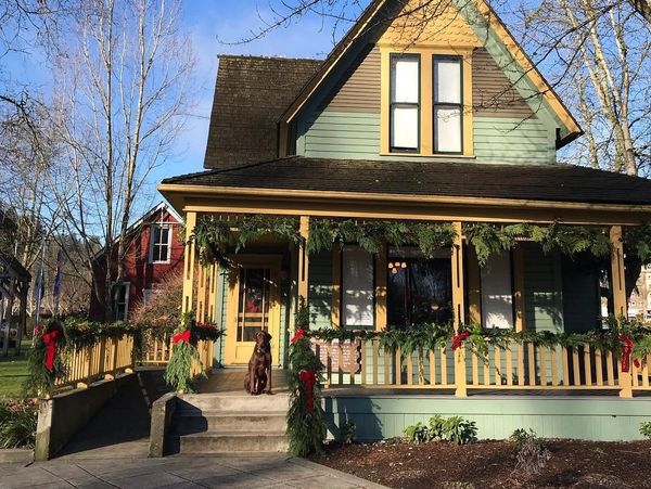 residential home with Christmas decorations