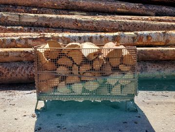 Mini bin of firewood for sale at the Koi Lagoon in Fort Collins