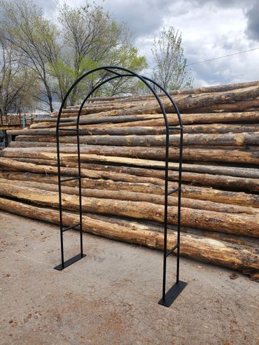 A custom metal arbor with a black powder-coat finish by our local metal fabrication shop