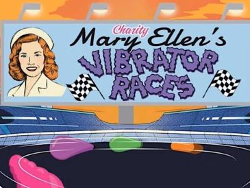 Cartoon poster for a charity vibrator race event.
