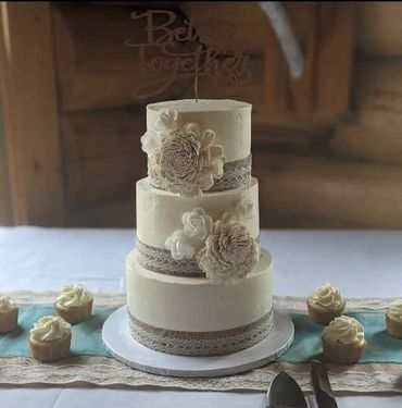 Three Tiered Rustic wedding cake