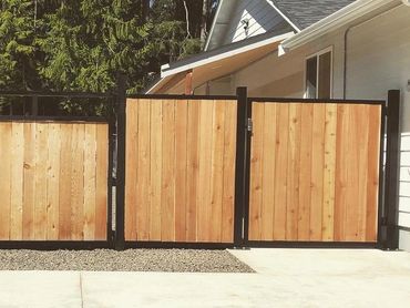steel estate gates and garden gates. steel and cedar. handmade