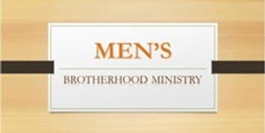 Sign reading 'Men's Brotherhood Ministry' with neutral background.