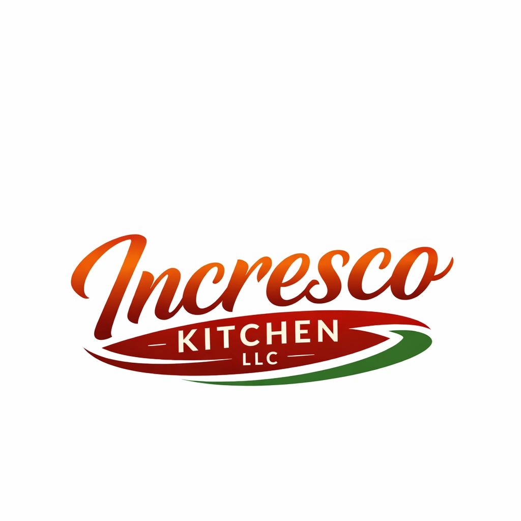 Logo for Incresco Kitchen LLC with stylish red and green design elements.