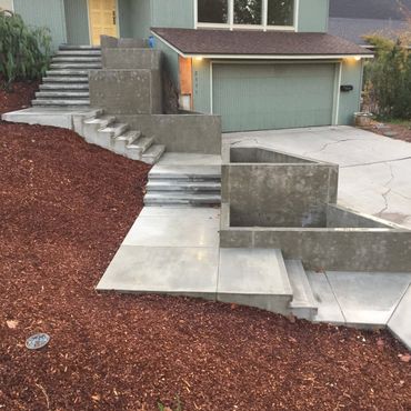residential steps - multi-level concrete nosing detail entryway steps and planters (view 3)