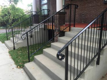 residential steps - concrete broom finish with metal railing (view 2)