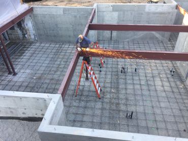 commercial steel - foundation (view 2) - red iron steel fitting installation