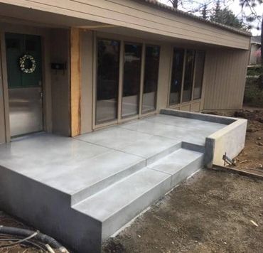 residential steps - concrete modern straight entryway steps with front patio