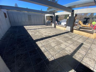 residential steel -garage with rooftop patio (view 1) - i-beams and pan decking