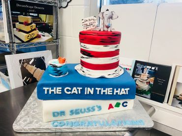 Dr Seuss, Cat in the Hat baby shower cake