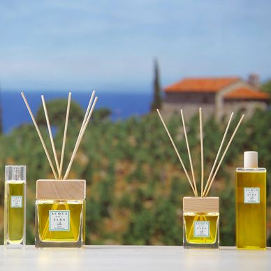 acqua dell elba Home Fragrances with beautiful italian town in the background