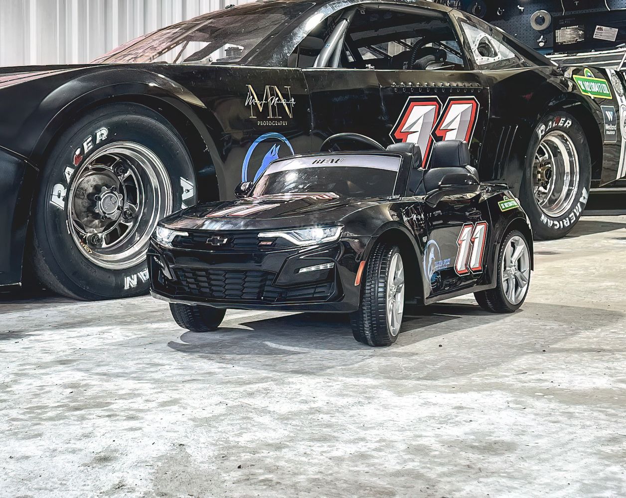 A two black car standing on the garage