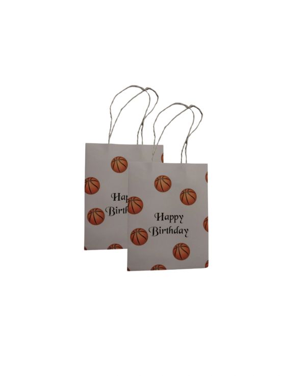 Two basketball-themed birthday gift bags.