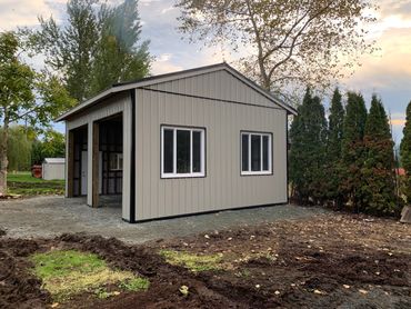 Finished product of a 20' x 25' x 12' custom shop