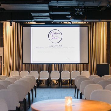 Seating prepared for a presentation at a conference organized by Fueled Events.