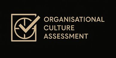 Logo with a checkmark and text 'Organisational Culture Assessment' on black background.