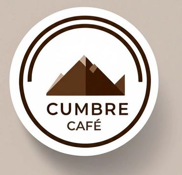 Logo of Cumbre Café featuring stylized mountain peaks in brown.
